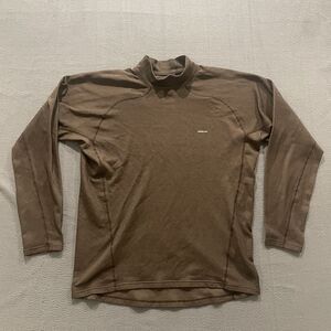 Patagonia Shirt Mens XL Brown Mock Neck Capilene Base Layer Polyester Gorpcore